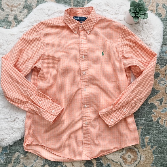 Polo Ralph Lauren Other - Polo by Ralph Lauren Orange Gingham Button Down Dress Shirt- Size Large